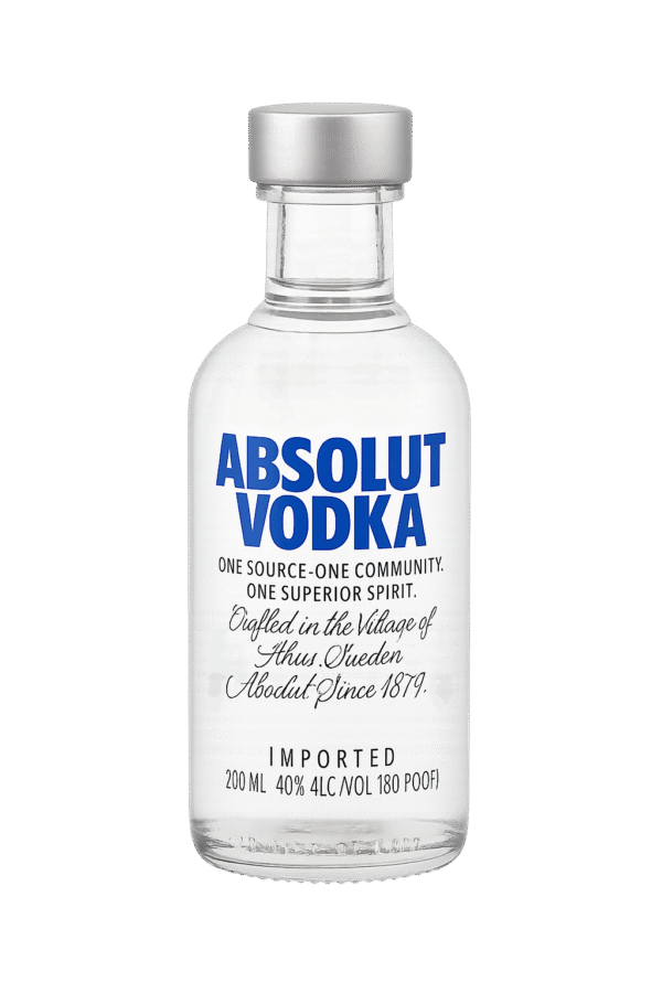 absolut 200 Absolut Original 80 Proof Swedish Vodka Bottle (200 ml)